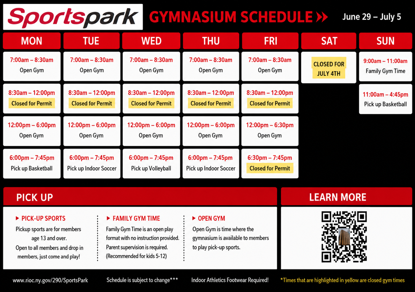 Gymnasium Schedule